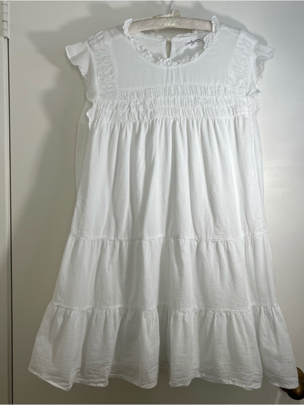 Carly Jean Los Angeles White Tiered Baby doll Dress /Tunic Large Fairy Festival